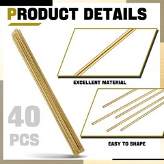 Moxweyeni 40 Pcs Brass Rods 1.5 mm 2 mm Brass Welding Brazing Rods Copper Alloy