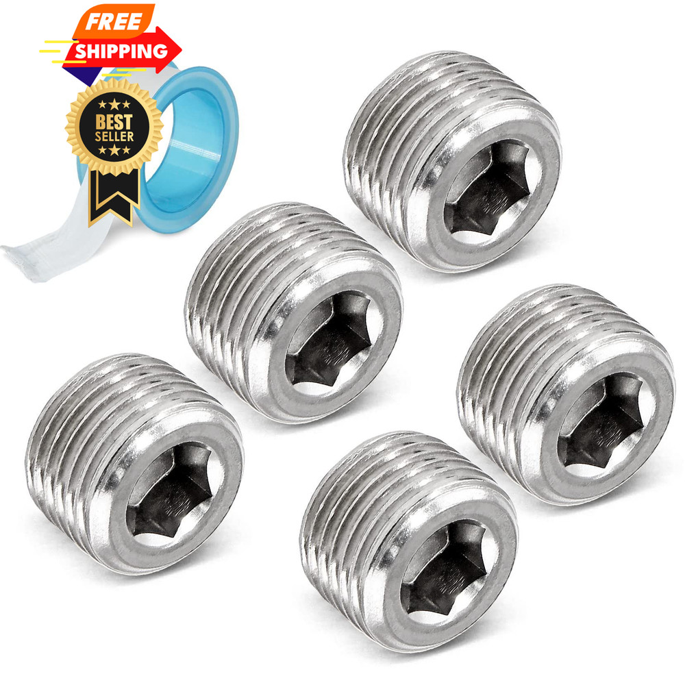 LifCratms 3/8″ NPT Male Plug, 304 Stainless Steel 3/8” NPT, 304