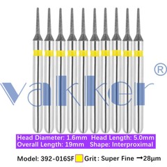 50pc Vakker Dental Diamond Burs Shape: Inter Proximal, Gross Reduction Bits