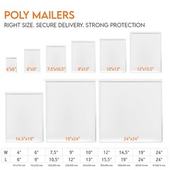 Premium White Poly Mailers, Extra Strong Self-Sealing Shipping Envelopes