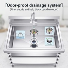 40″ Silver Free Standing Commercial Stainless Steel Kitchen Utility Sink