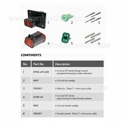4 Pin Black Deutsch DT DT04-4P-L012 DT06-4S Waterproof Flange Connector