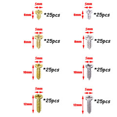 200PCS Small Flat Head Cross Wood Screws Assortment Kit Carbon Steel Self Tappin