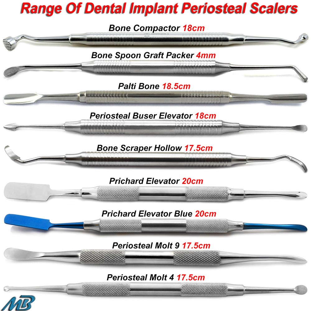 Dental Implant Bone Compactor Packer Scraper Periosteal Molt Elevators Prichard
