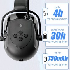 Bluetooth Hard Hat Ear Muffs, NRR 29dB Adjustable Cap-mounted Ear muff, Black