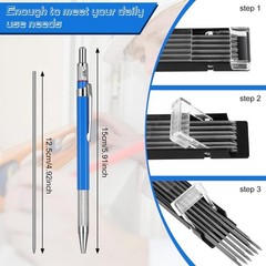 4 Pieces Welder Pencil with 60 round Refills Metal Marker Pen for Construction