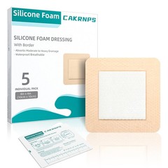 Silicone Foam Dressing with Adhesive Border 4“ x 4”,5 Packs Waterpro
