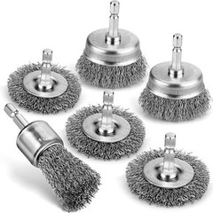 6 Pcs Professional Wire Wheel Carbon Steel Wire Brush for Drill 1/4 In Hex Shank