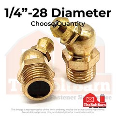 1/4″-28 Zerks Grease Fitting 45 Degree Hydraulic Brass (Choose Quantity)
