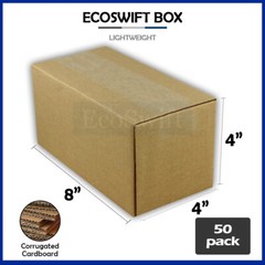 50 8x4x4 EcoSwift Cardboard Packing Moving Shipping Boxes Corrugated Box Cartons