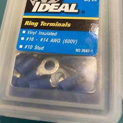 (3) IDEAL Ring Terminals 83-2241 BOXS- Vinyl Insulated, #16-#14 AWG (600V), #10