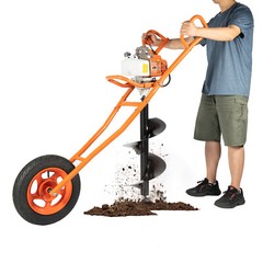 63cc 3hp Post Hole Digger Gas Powered Earth Auger Drill Wheeled w/11″ Auger Bit