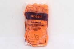 12 pairs of Ansell Orange Heavyweight Flocked 13 ” Gloves #208 Size 9