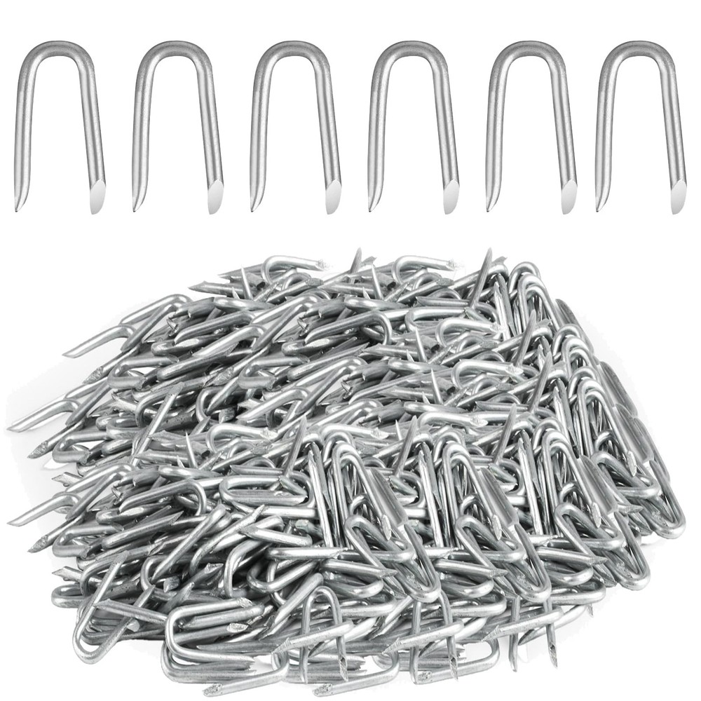 300 pcs Wire Staples, Fence Stapless, Steel U Nails for Fencing, U Shaped Wir…