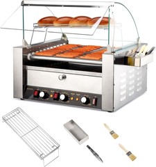 ROVSUN Electric 18/30 Hot Dog 7/11 Roller Grill Cooker Machine Cover Bun Warmer