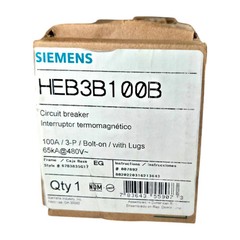 Siemens HEB3B100B 100A 3-Pole 480V 65kA Molded Case Circuit Breaker