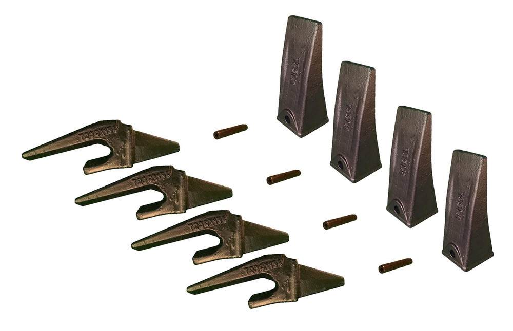4 – Mini Excavator Bucket Teeth, Weld-On Shanks & Pins – X156L, T230X156, P156