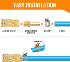 6 pcs 3/8″ Barb to 1/4″ NPT, Air Hose Barb Pipe Fittings Male Threaded, Adapter,