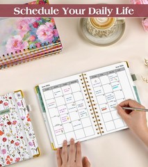 2026 Hardcover Weekly Monthly Planner A5 Spiral Agenda Wildflower Cover
