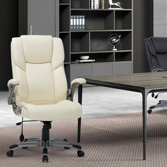 Leather Executive Office Chair- High Back Home Computer Desk Chair with Padded F