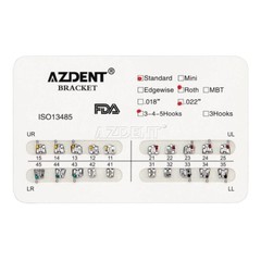 10 Packs Dental Ortho Metal Bracket Standard Roth Slot 022″ Hooks 3-4-5 AZDENT
