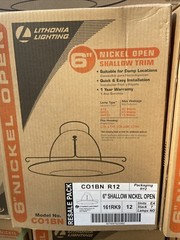 Lot of 1 Lithonia Lighting 6″ Nickel Open Shallow Trim CO1BN Recessed Ceiling