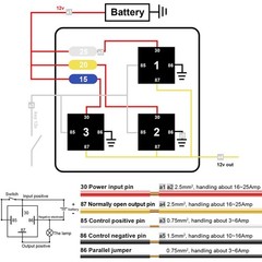 12V Automotive Relay Box 3 Way Relay Fuse Box, with 12 AWG Pre-Wired Universal