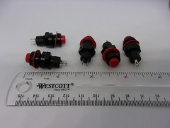 5x Pack Lot 1A 250V AC 10mm 2 Pins Red Push Power Switch Button Momentary Reset