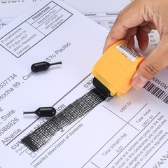 Identity Theft Protection Roller Stamps, 12 Pcs 1.26 x 0.4 inches, Black