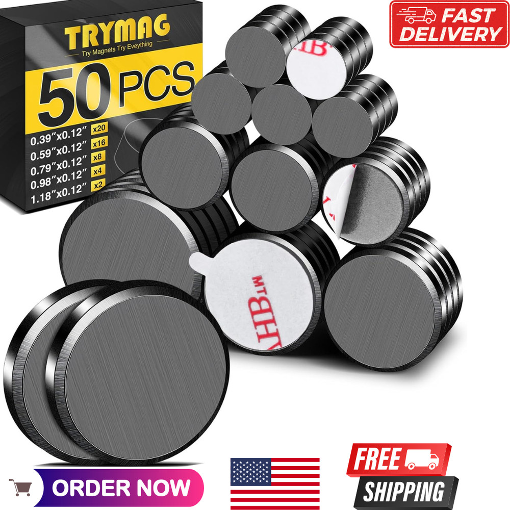 Small Magnets for Crafts with Adhesive Backing, 5 Different Size, 50Pcs Stron…