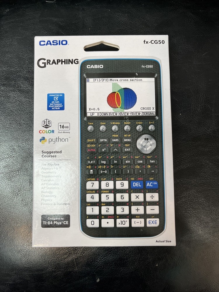 Casio PRIZM High-Resolution Python 3D Color Graphing Calculator Black (FX-CG50)