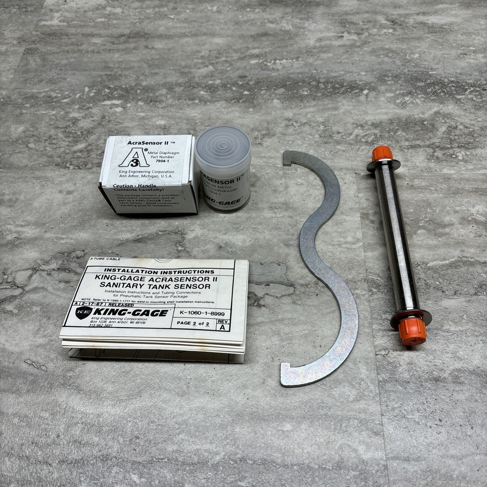 King Gage K-1060-1-8999 7904-1 Sanitary Metal Diaphragm Liquid Level Sensor, New