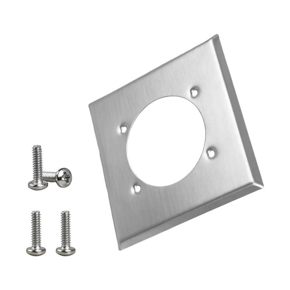 2 Gang Single Hole Outlet Cover Wall Plate +4 Screws for HBL9450A 14-50R Hubbell