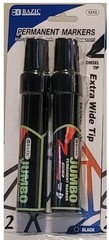 BAZIC PRODUCTS Black Jumbo Permanent Markers, Chisel Tip, 2 Count, for Labels Si