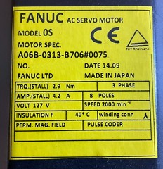 Fanuc A06B-0313-B706#0075 AC MOTOR *1 YEAR WARRANTY*