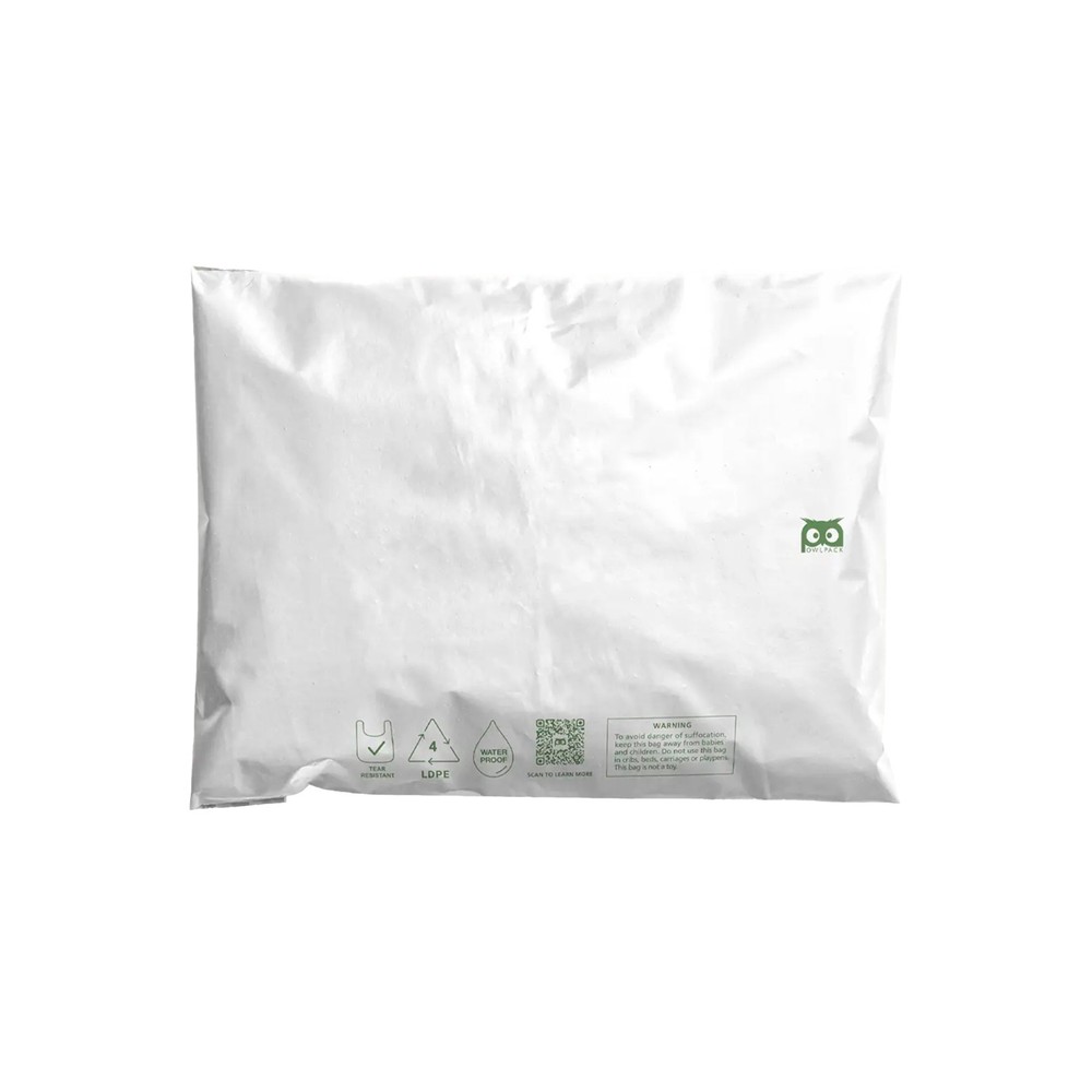 Owlpack Eco Friendly 2 MIL Thick Recycled Mailers, Poly Mailers (Plain/White)