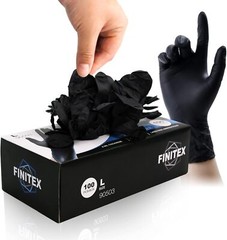 FINITEX Large Pack of 100 Black Nitrile Disposable Medical Gloves 6 mil