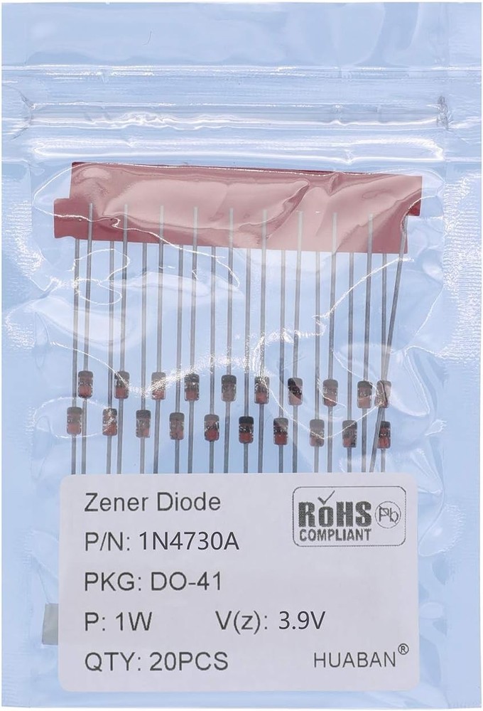 20PCS 1N4730A Silicon Planar Power Zener Diode 1 Watt 3.9 Volt DO 41 DO 204AL