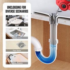 Efficient 25ft Cordless Drain Auger Kit with Storage Bag