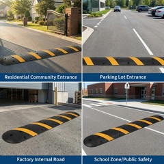 6FT Rubber Speed Bump Driveway Cable Protector Ramp 25000 Lbs with End Caps