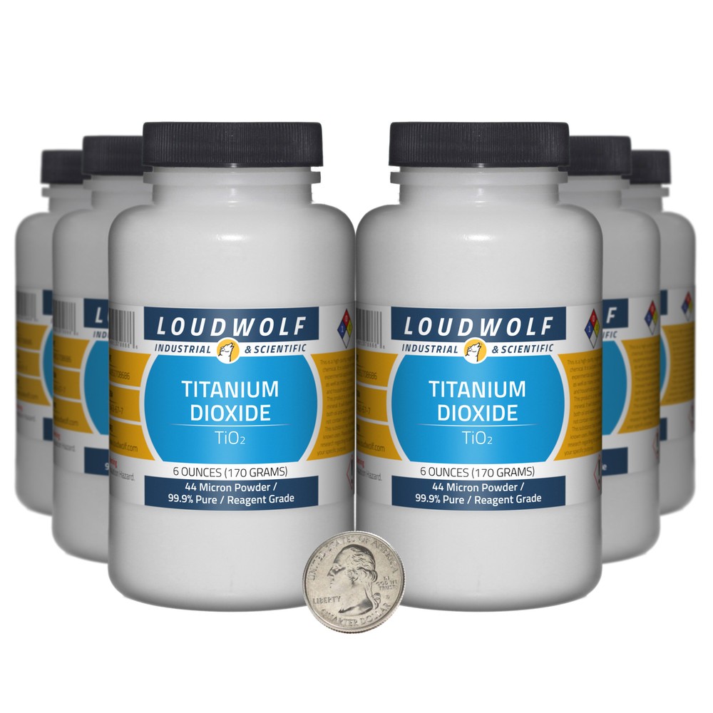 Titanium Dioxide / 2.3 Lbs / 6 Bottles / 99.9% Reagent Grade / 44 Micron Powder