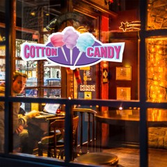 Food Truck Decals Cotton Candy Style B Retail Concession Concession Sign Purple