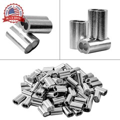 Aluminum Cable Crimping Sleeves 3mm Wire Rope Ferrules 100Pcs for Wire Fixing