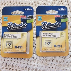 Brother P-Touch M-231 Label Tape 12mm 0.47in Black On White Lot Of 2 Japan