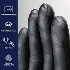 Adenna Dark Light 9 mil Nitrile Powder Free Exam Large (Pack of 100), Black