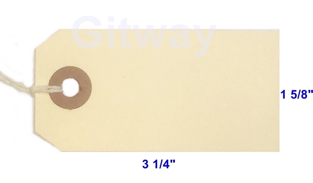 1000- 3 1/4″ x 1 5/8″ Size 2 Manila Inventory Shipping Hang Tags with String