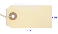 1000- 3 1/4″ x 1 5/8″ Size 2 Manila Inventory Shipping Hang Tags with String
