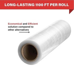 18 Inch Heavy Duty Stretch Wrap 1100sqft 80 Gauge Clear Pallet Shrink Film