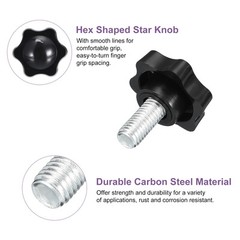 4Pcs M10 x 20mm Star Knobs Plastic Hex Shape Hand Clamping Knob Screw