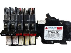 Lot of 6 Federal Pacific FPE NC115 Circuit Breaker 15A 1-Pole Stab-Lok Red Bezel